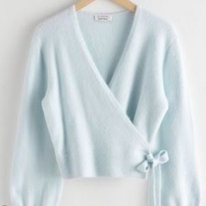 & other stories light blue wrap sweater
